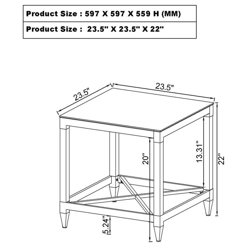 Lindley Square Coffee And End Table Set Chrome