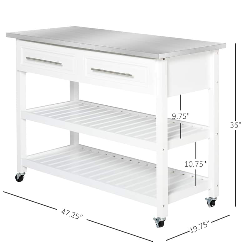Kitchen Island with Stainless Steel Top