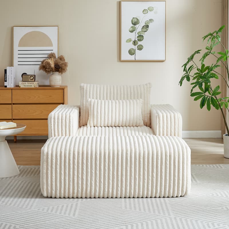GDFStudio - Amelia Plush Corduroy Recliner Sofa with Removable Footrest for Relaxed Living Room Comfort