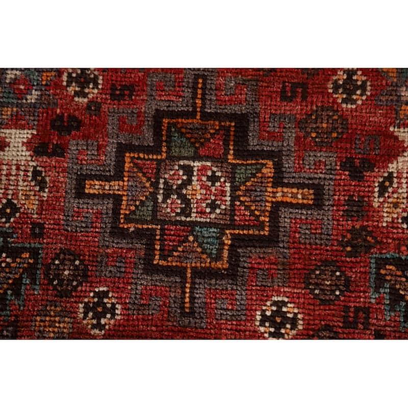 Tribal Pink Qashqai Persian Vintage Area Rug Handmade Wool Carpet - 5'4"x 8'6"