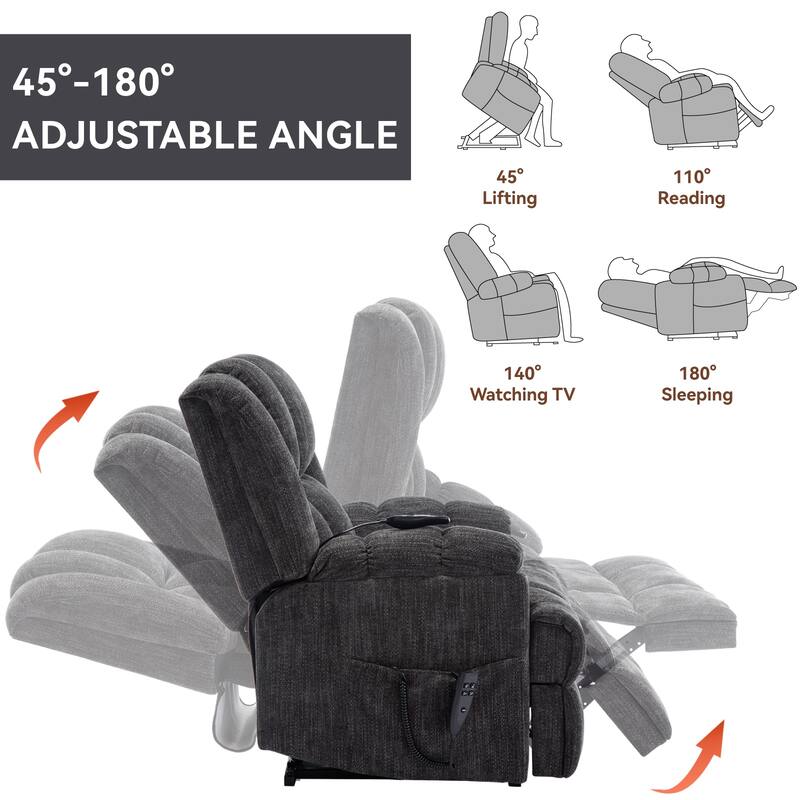 Blue Dual Motor Lift Recliner with Heat, Massage, Infinite Recline, and Heavy-Duty Support up to 350 lbs