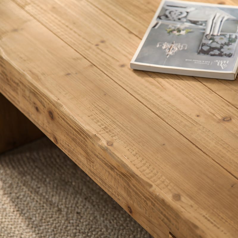 47.6-Inch, Farmhouse Coffee Table Rustic Style Rectangular Coffee Table with 2 Bases, for Living Room