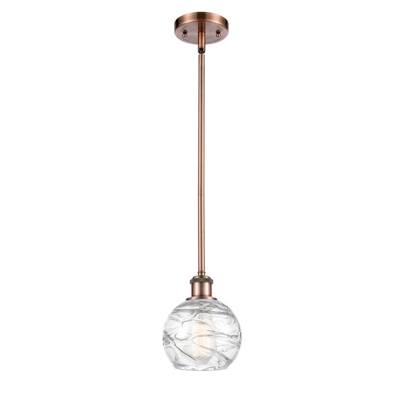 Innovations Lighting Athens Deco Swirl - 1 Light 6" Stem Hung Mini Pendant - Antique Copper