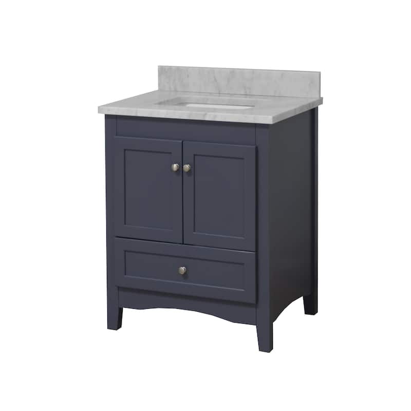 KitchenBathCollection Abbey 30" Bathroom Vanity with Carrara Marble Top