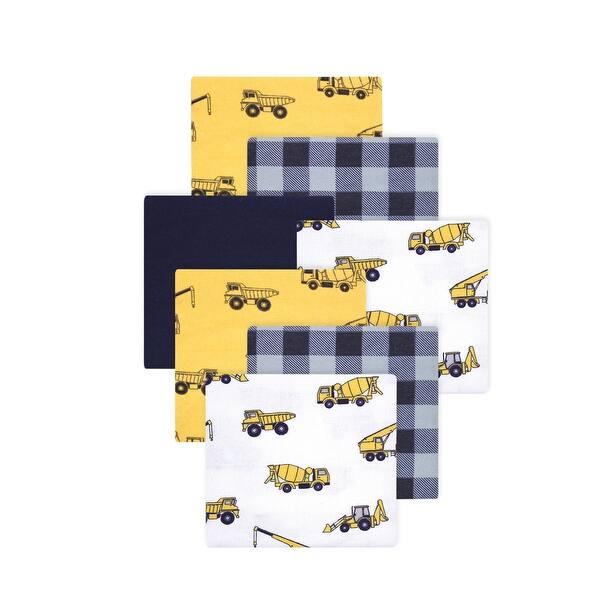slide 1 of 1, Little Treasure Hudson Baby Boys Cotton Poly Flannel Receiving Blankets Multipack, Yellow Construction, 30x30 inches 30x30 inches - Yellow Construction