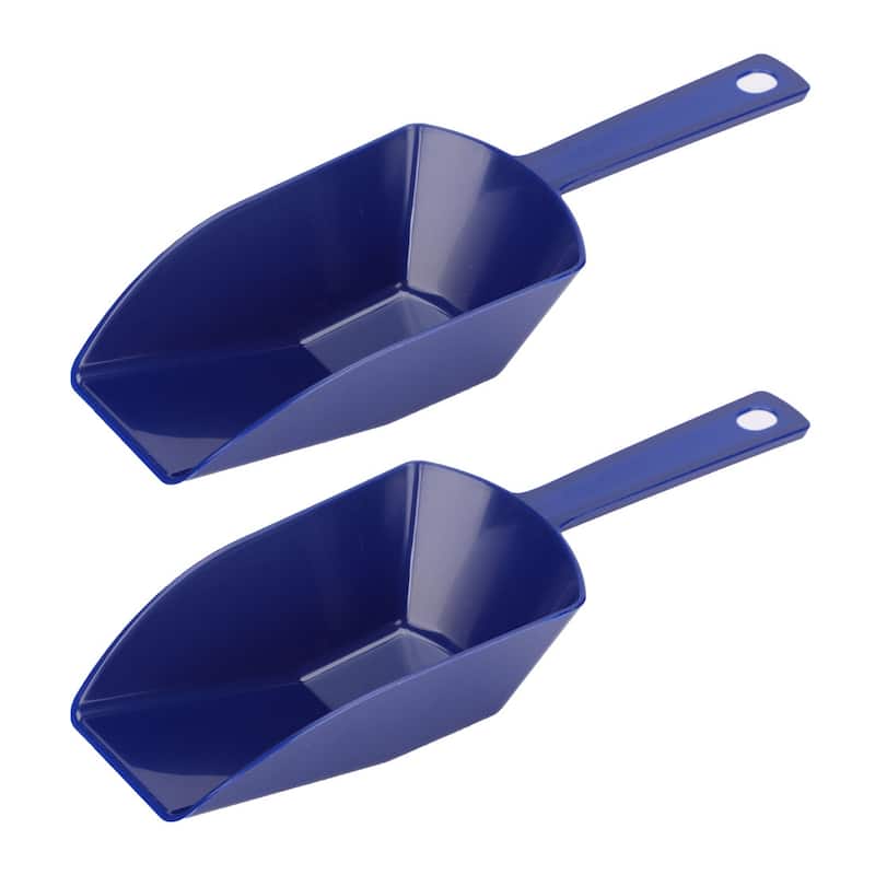 Household Kitchen Plastic Flour Sugar Spice Cereal Rica Ice Shovel Scoop 2pcs - Dark Blue
