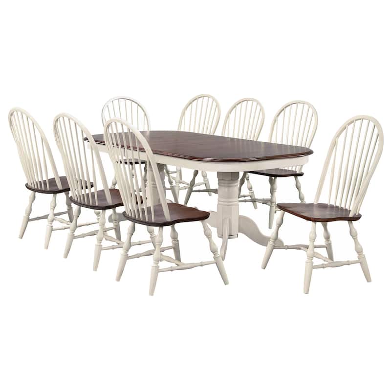Extendable Oval Dining Set - 9 Piece Dining Table with Butterfly Leaf - Seats 10