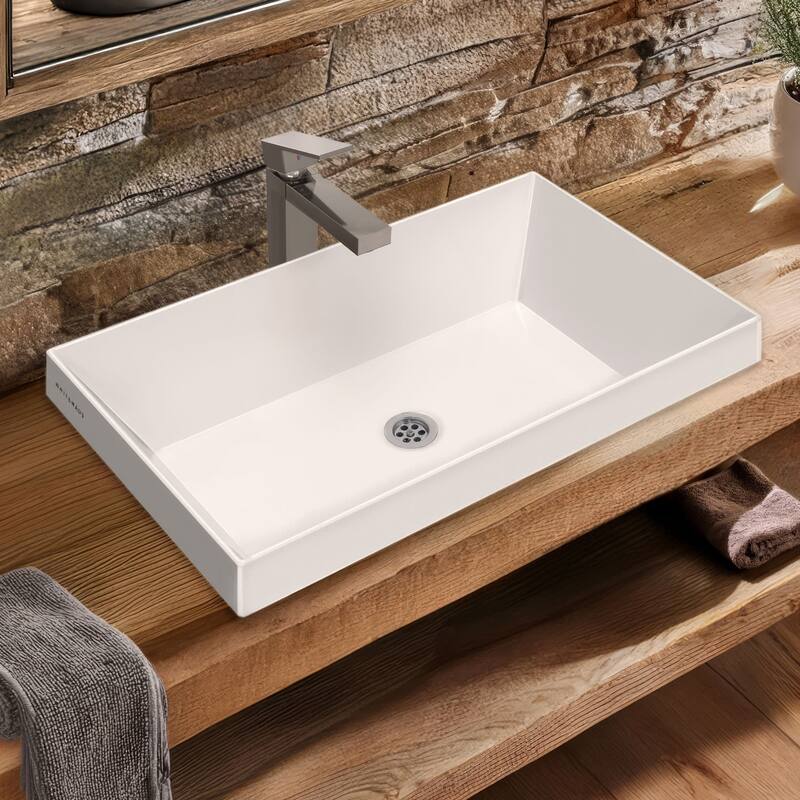 Whitehaus B-AGS60 23-5/8" Rectangular Vitreous China Semi-Recessed