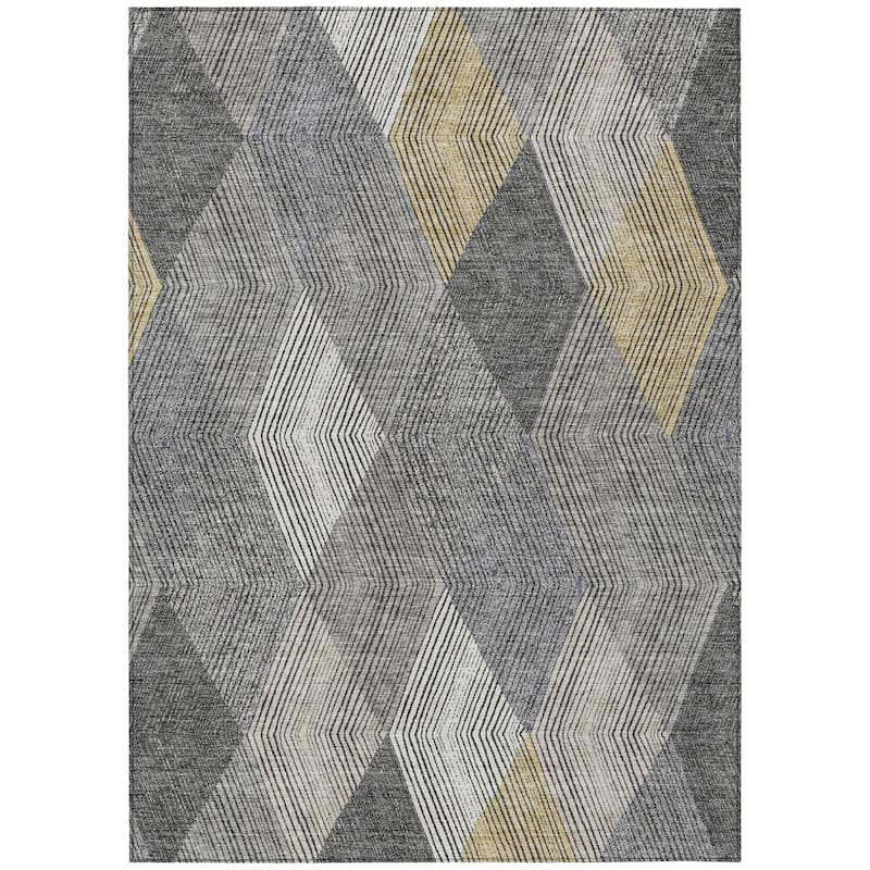 Machine Washable Indoor/ Outdoor Diamond Stripes Chantille Rug