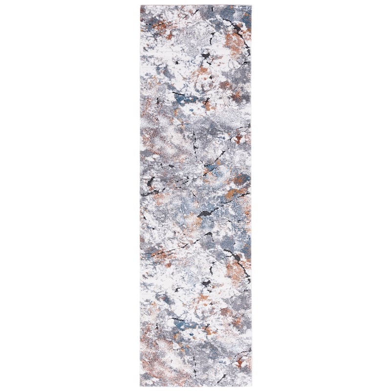 SAFAVIEH Cyrus Shag Miria Modern Abstract Rug - 2'2" x 7'9" Runner - Grey/Ivory