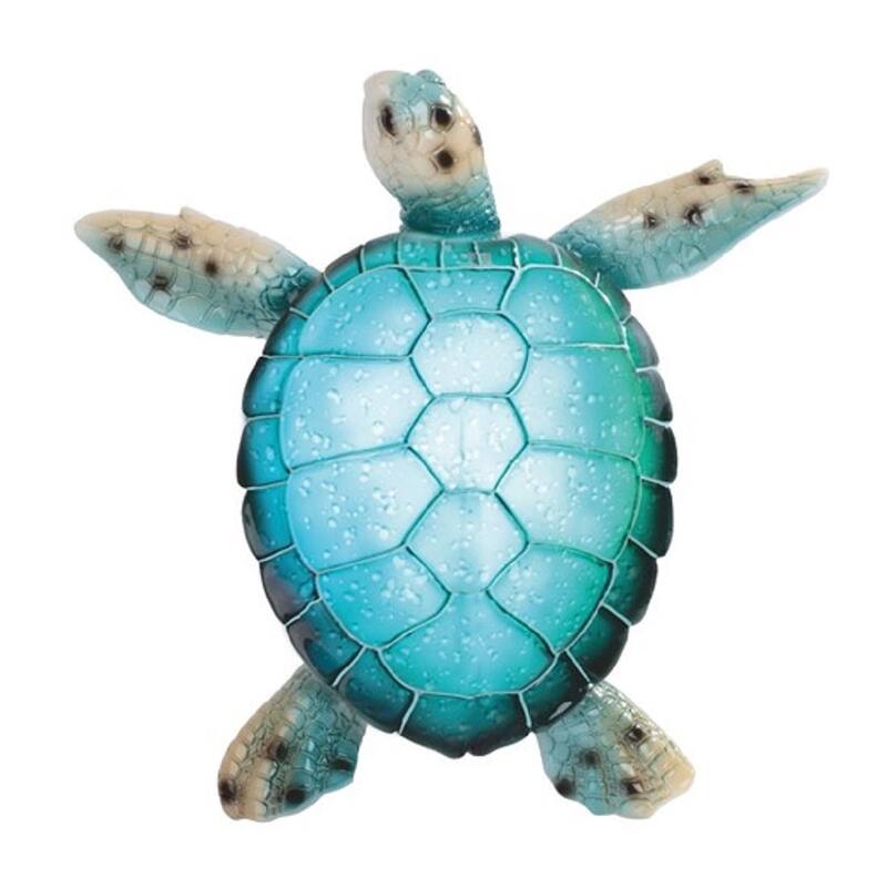 Q-Max 11"W LED Blue Sea Turtle Night Light Statue Marine Life Decoration Figurine