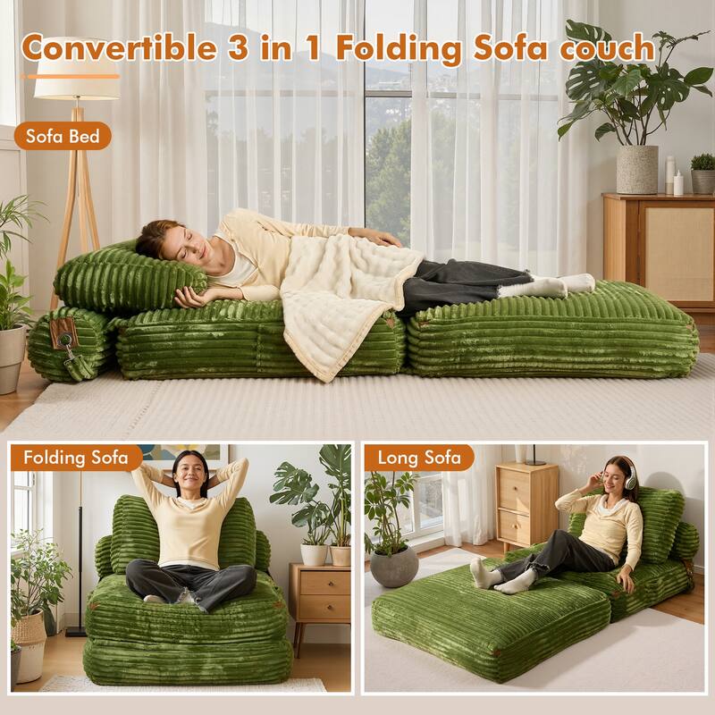 HOOOWOOO Modern Upholstery Fabric Folding Sofa Couch