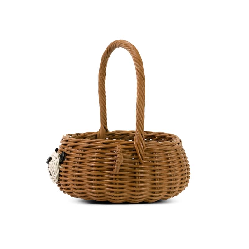 Hand Woven Bear Rattan Wedding Flower Girl Basket Easter Decorative Home Decor Bin Organizer Storage Cute Handmade Decoration