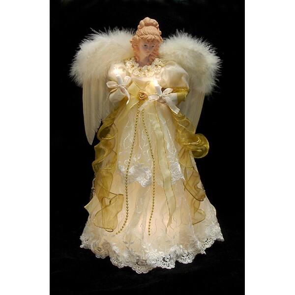 Shop 16 5 Ivory And Gold Angel Christmas Tree Topper Clear Lights Overstock 24307249
