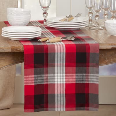 Plaid Design Cotton Table Runner - 16"x72"