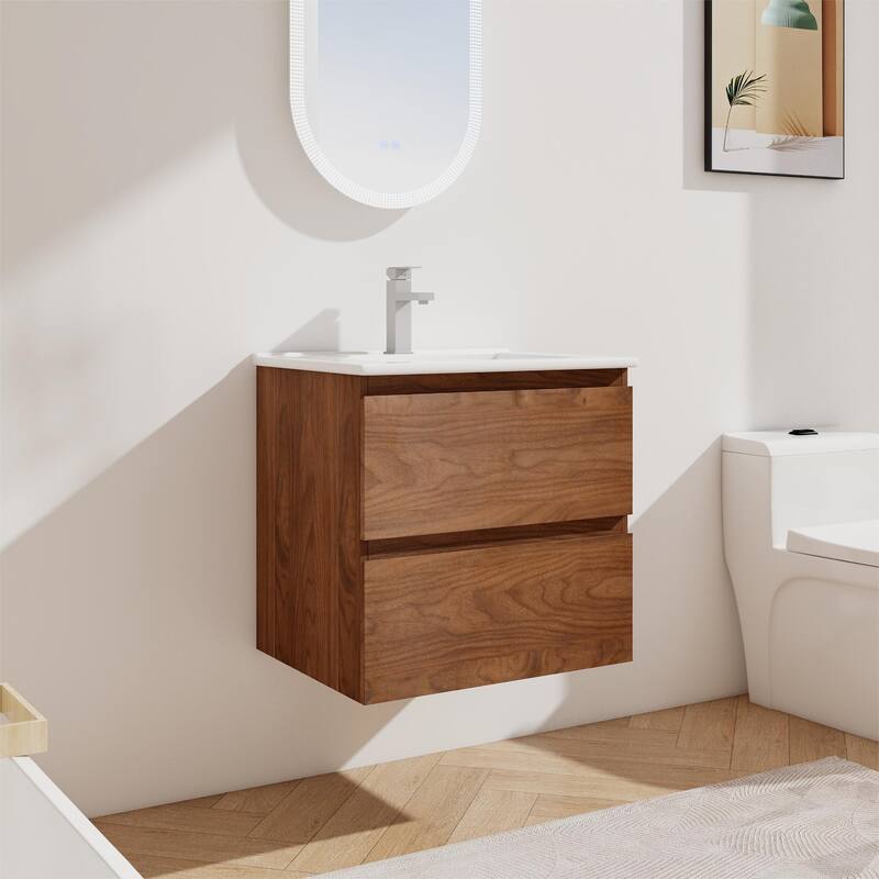 Bathroom Vanity With Sink In 24/30/36 Inch, Floating Bathroom Vanity With Soft Close Drawer