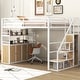preview thumbnail 12 of 17, Full Size Metal Loft Bed with Storage Staircase and Wardrobe,Shelves and Lockers