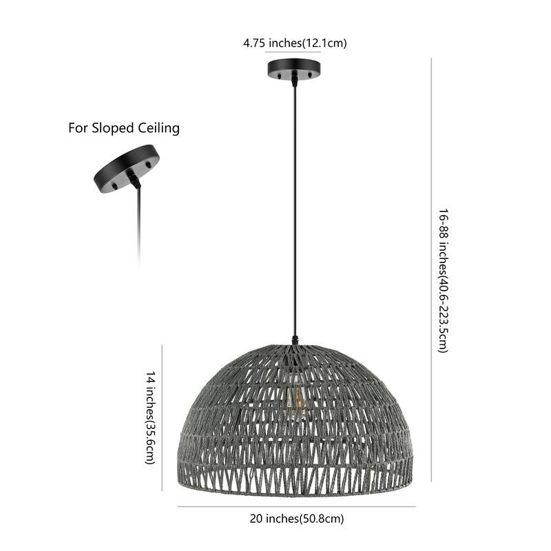Jigu 1-Light Woven Rattan/Iron LED Pendant, by JONATHAN Y