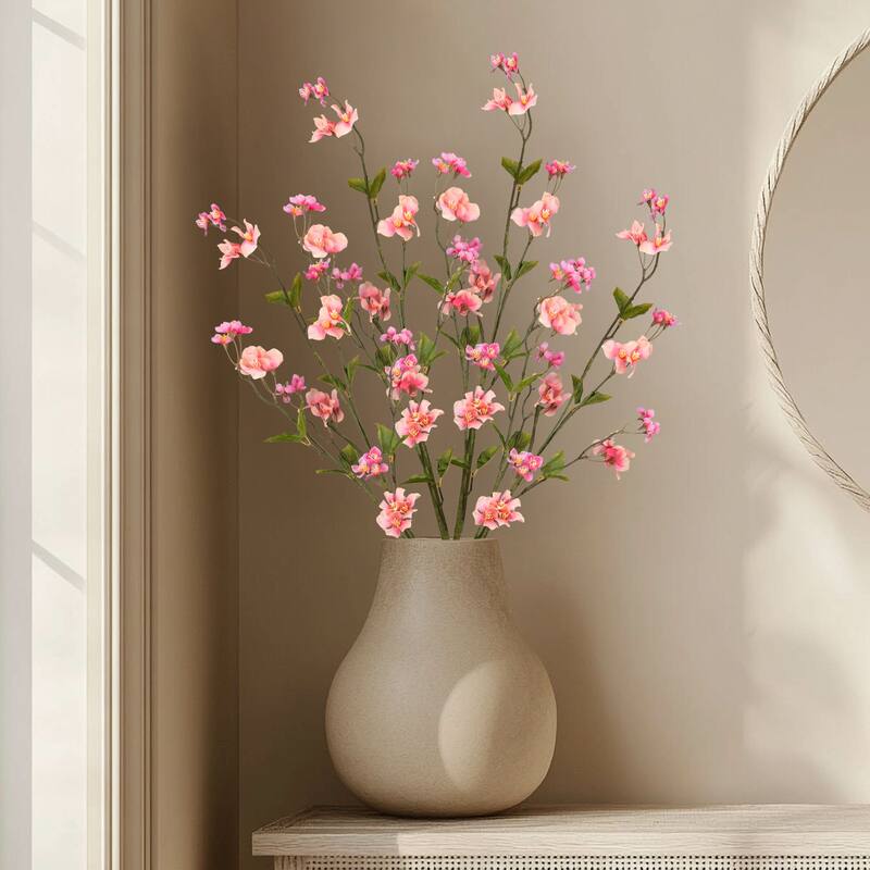 Sweet Pea and Purslane Artificial Floral Sprays - 46" - Pink and Purple - Set of 4