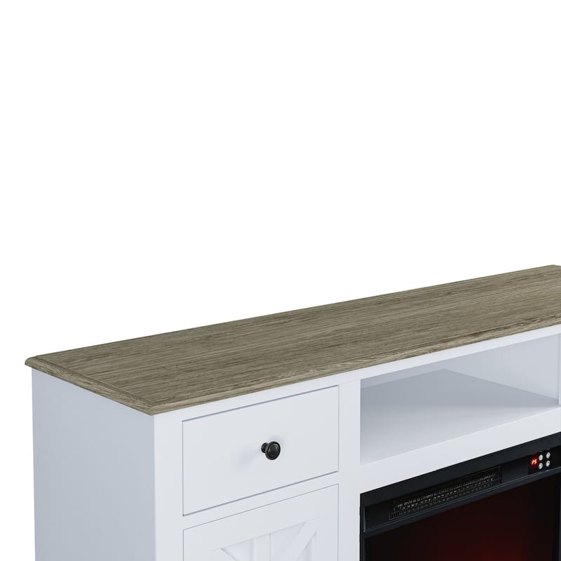Farmhouse TV Stand with Fireplace for up to 65" TV - 60"W x 33"H x 15.5"D