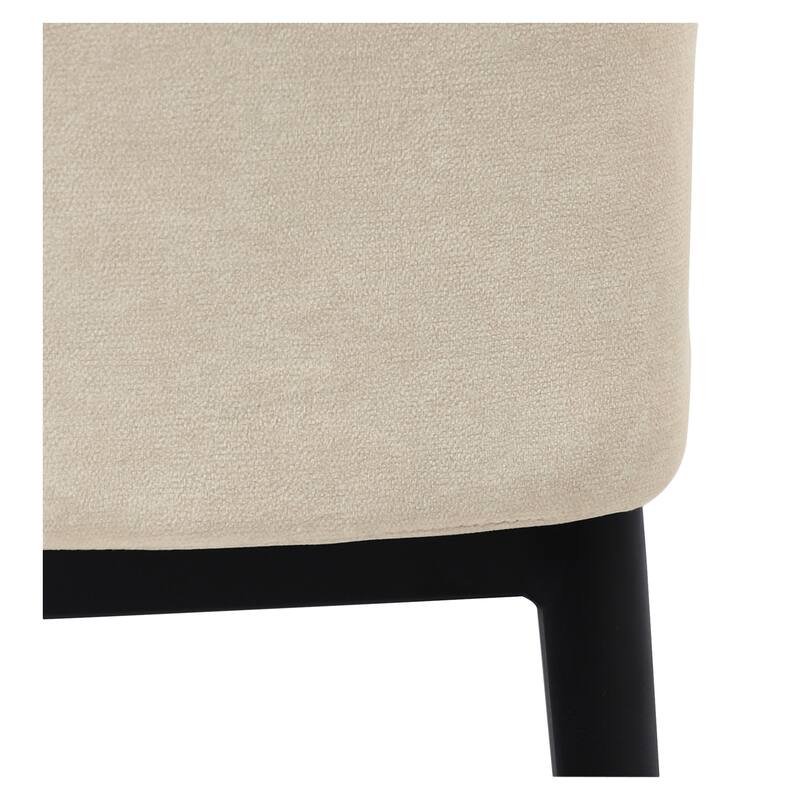 NADAAL STUDIOS Lyra Dining Chair, Barrel-Style Back, Iron Frame, Warm Beige Upholstery - Set of 2