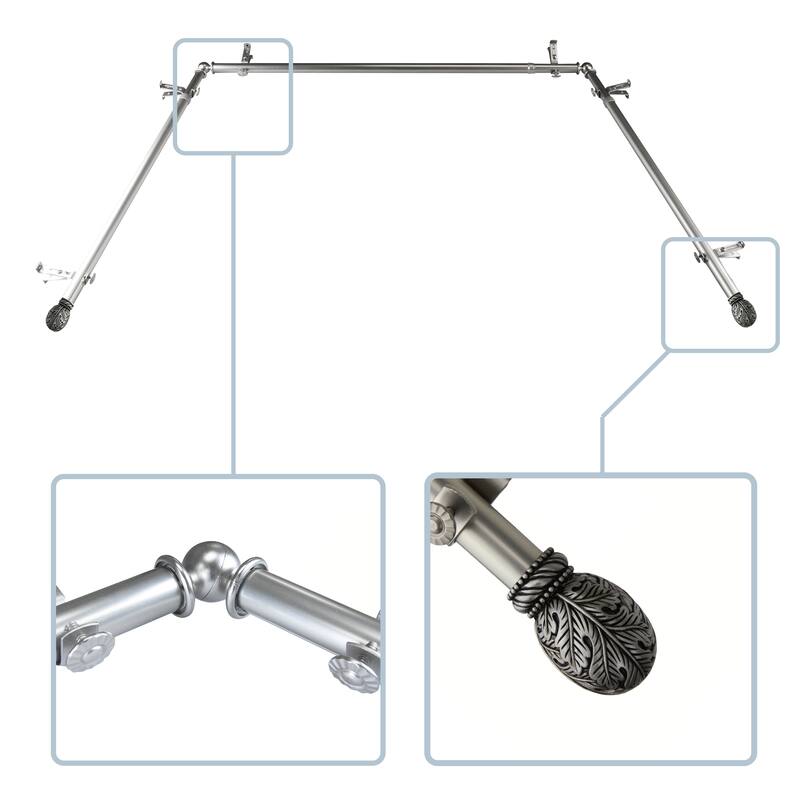 InStyleDesign Laurel 13/16" Bay curtain rod 20"-36", 38"-72" - Satin Nickel