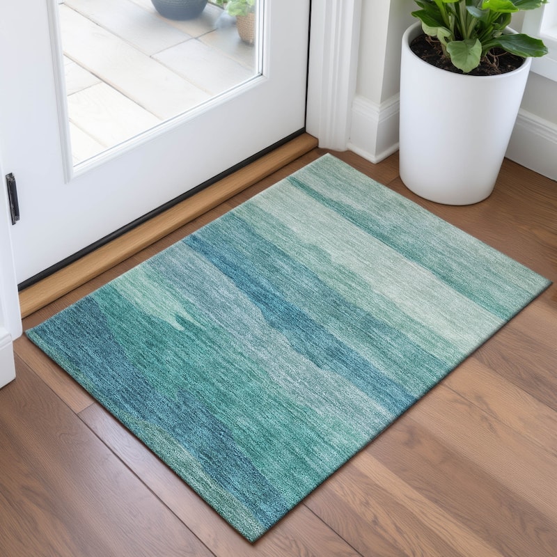 Premium Washable Super Soft Ombre Ocean Mayfield Rug - Turquoise - 1'8" x 2'6"