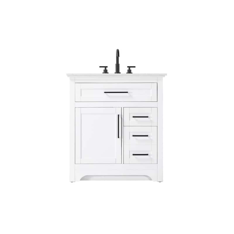 Nathaniel Single Bathroom Vanity (32-42 inch) - White - 32"
