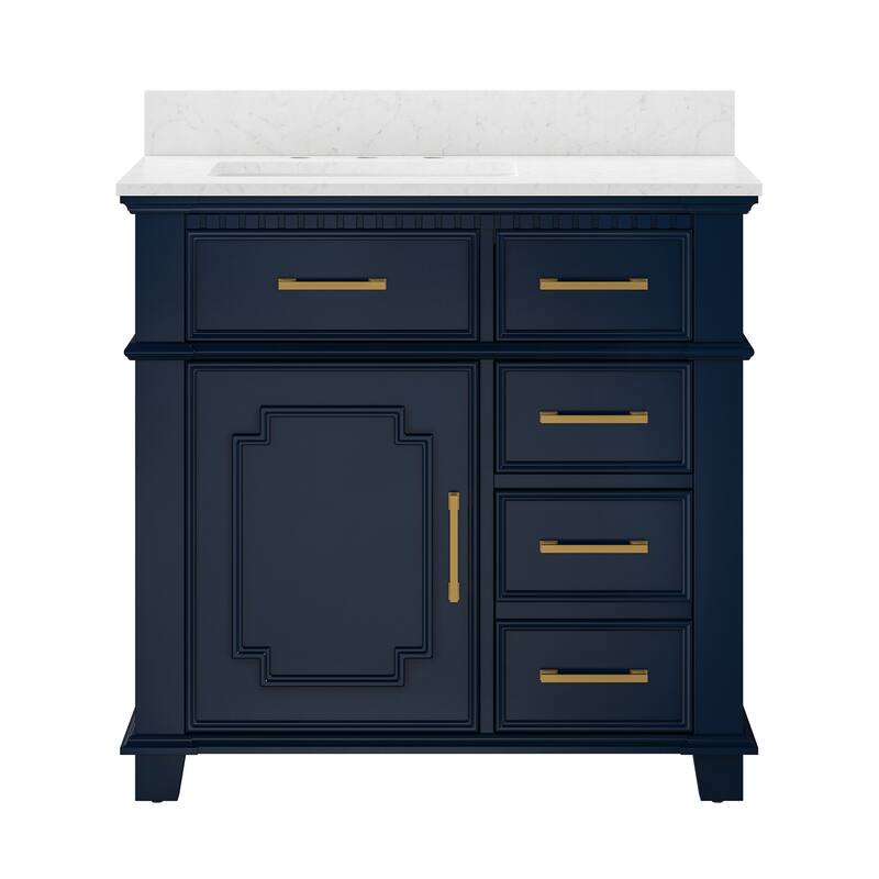 36 Inch Bathroom Vanity with Sink, Soft-Close Sliding Drawers & Cabinet, Bathroom Vanity Cabinet Set in White