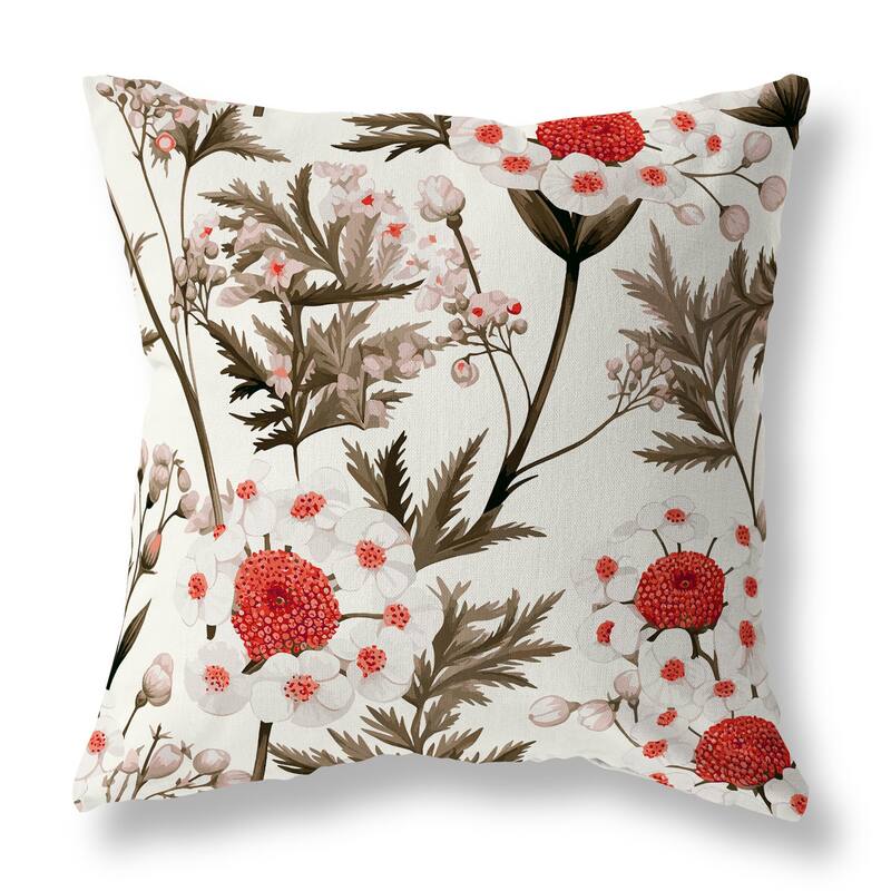 Brown And Red Millefolium Harmony Indoor/Outdoor Throw Pillow Zipper