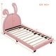 preview thumbnail 24 of 25, Twin Upholstered Leather Platform Bed with Rabbit Ornament