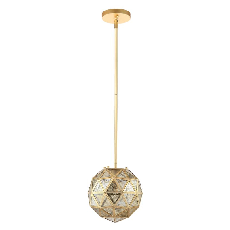 SAFAVIEH Lighting Cheong Pendant - 9" x 9" x 46.5" - Gold/Clear - 9Wx9Dx47H