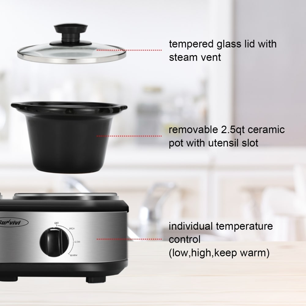 Small Portable Twin Double Crockpot Slow Cooker - Bed Bath