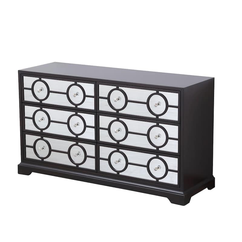 60 in. 6 Drawer Mirrored Cabinet