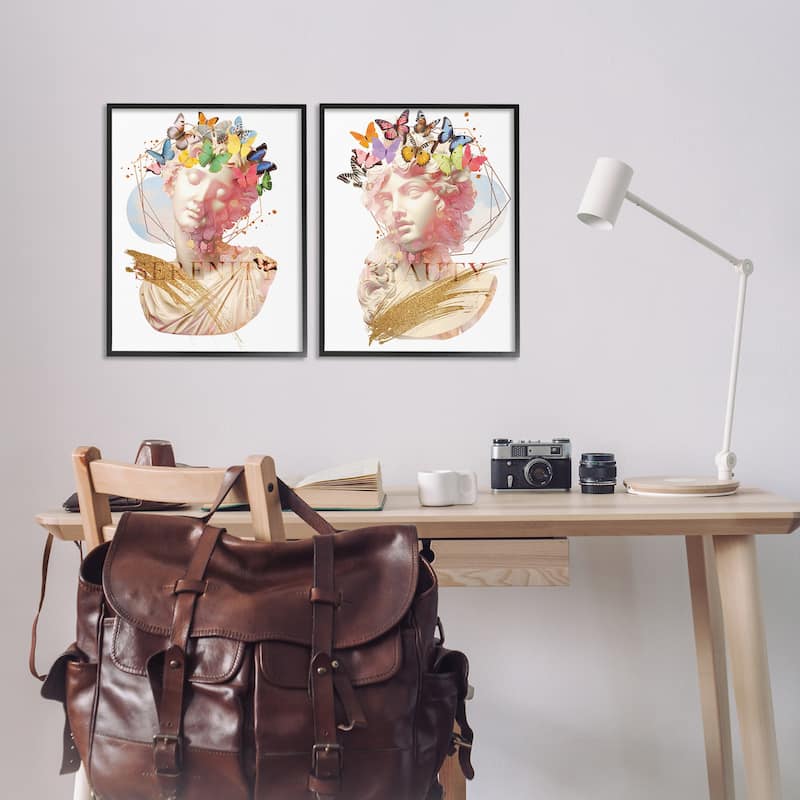 Stupell Serenity & Beauty Glam Collages Framed Giclee Art Design By Susan Arnot (Set of 2)