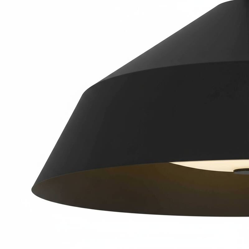 22 inch LED Ceiling Light 25W 1500 Lumens Dimmable 5 Color Temperatures Etched Glass - Black