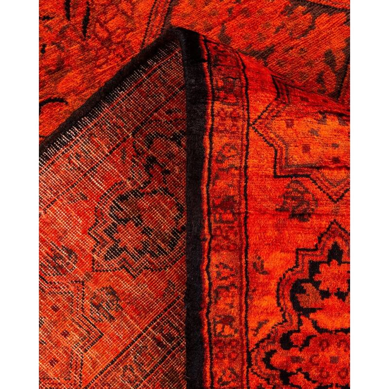 Overton Hand Knotted Wool Vintage Inspired Modern Contemporary Overdyed Orange Runner Rug - 2' 7" x 6' 10"