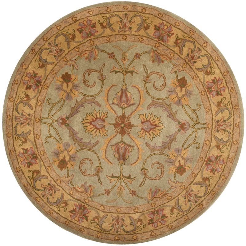 SAFAVIEH, Handmade Heritage Byzantium Traditional Oriental Wool Rug - 3'6" Round - Green/Gold