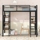 preview thumbnail 3 of 10, Black Twin Size Metal Loft Bed with Shelves and Desk for Kids, Boys and girls, Bedroom