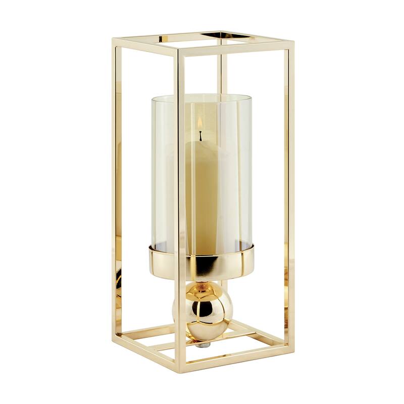 Danya B. Luna Warm Gold Tinted Glass Large Hurricane Candle Holder