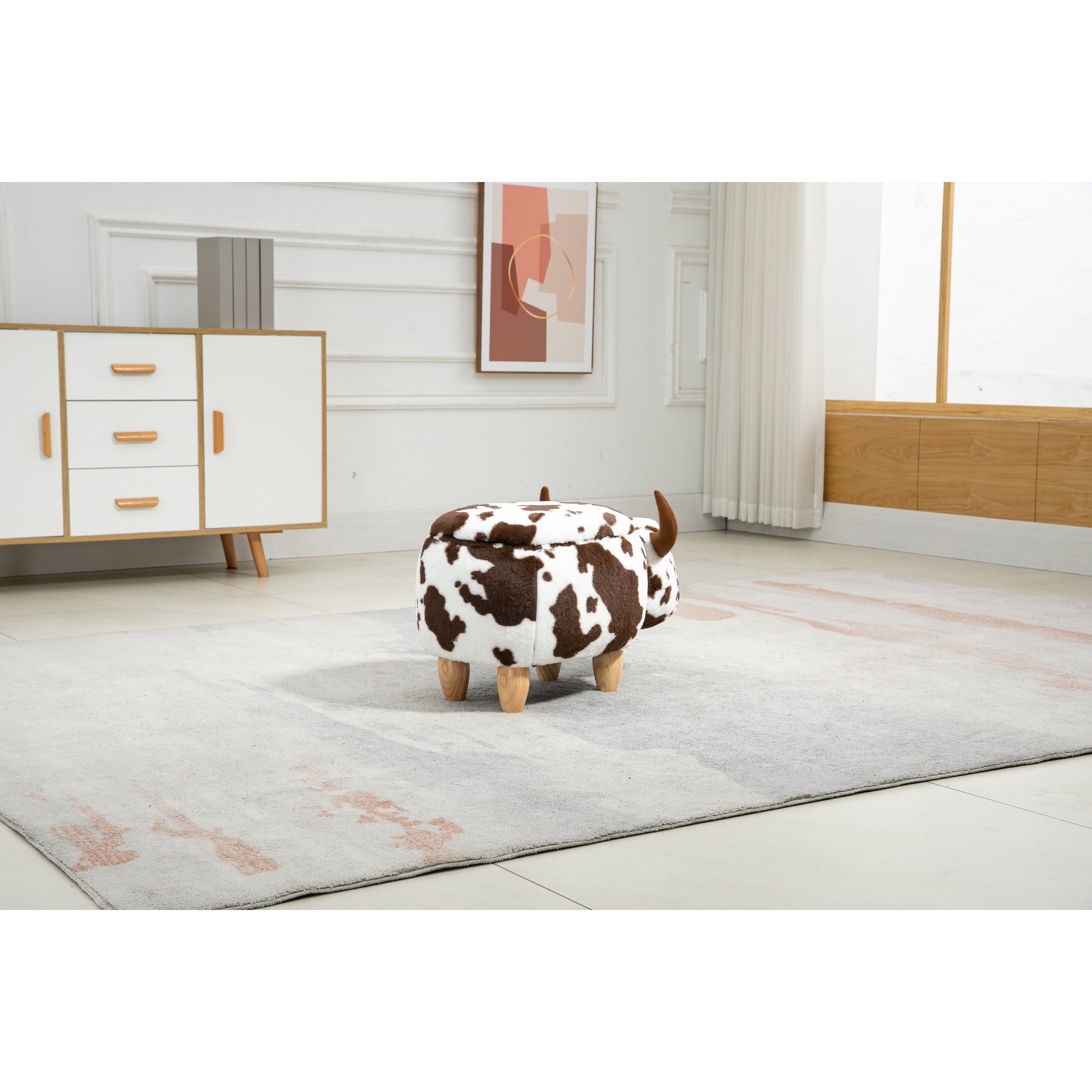 Brown cow ottoman discount