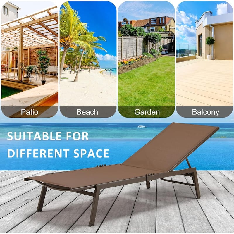 AECOJOY Adjustable Patio Aluminum Lounge Chairs for Outside