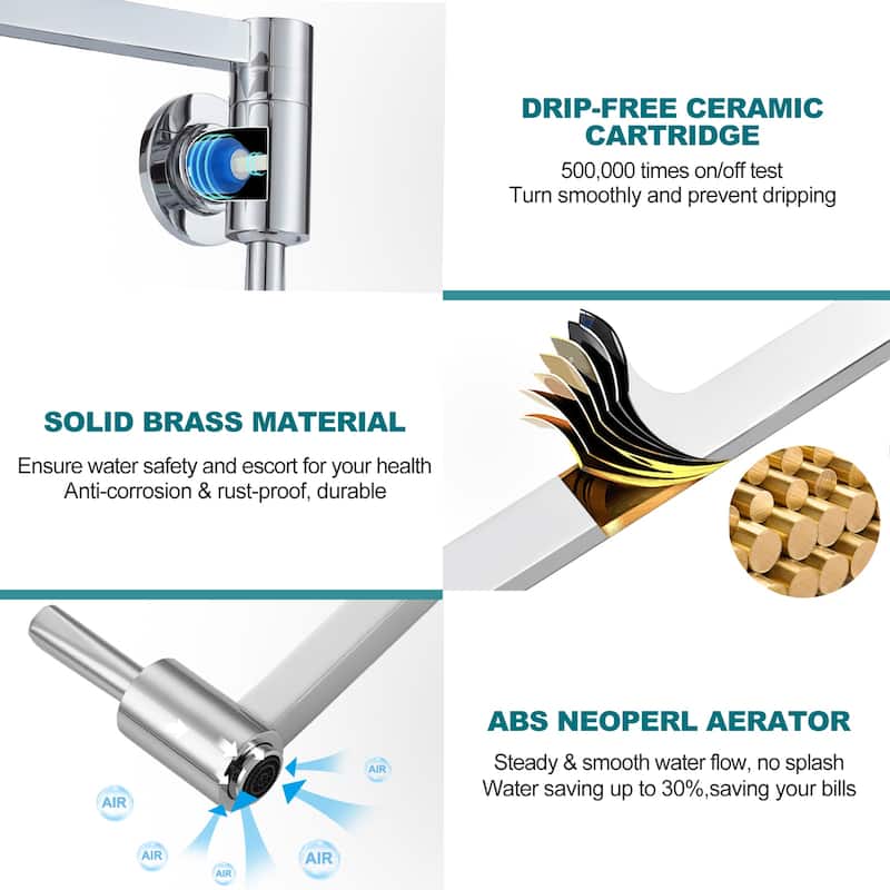 WOWOW Wall Mount Pot Filler Kitchen Faucet