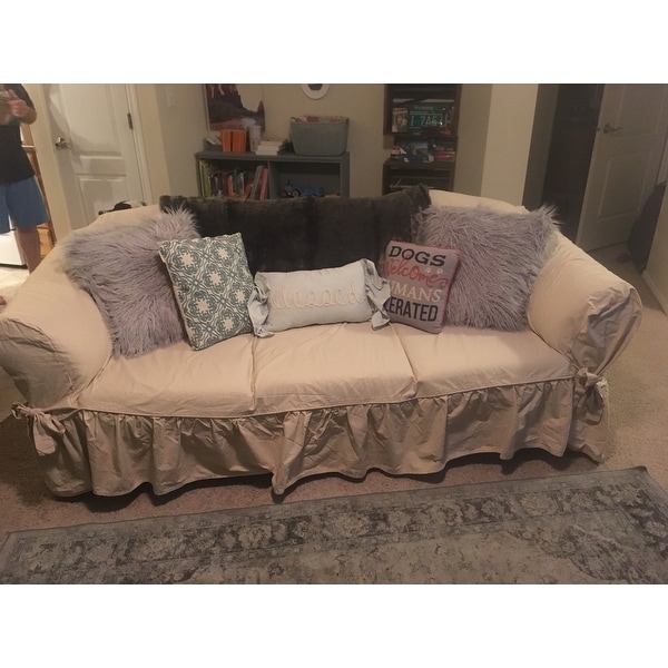 Top Product Reviews For Ruffled Cotton Sofa Slipcover 9467141 Overstock