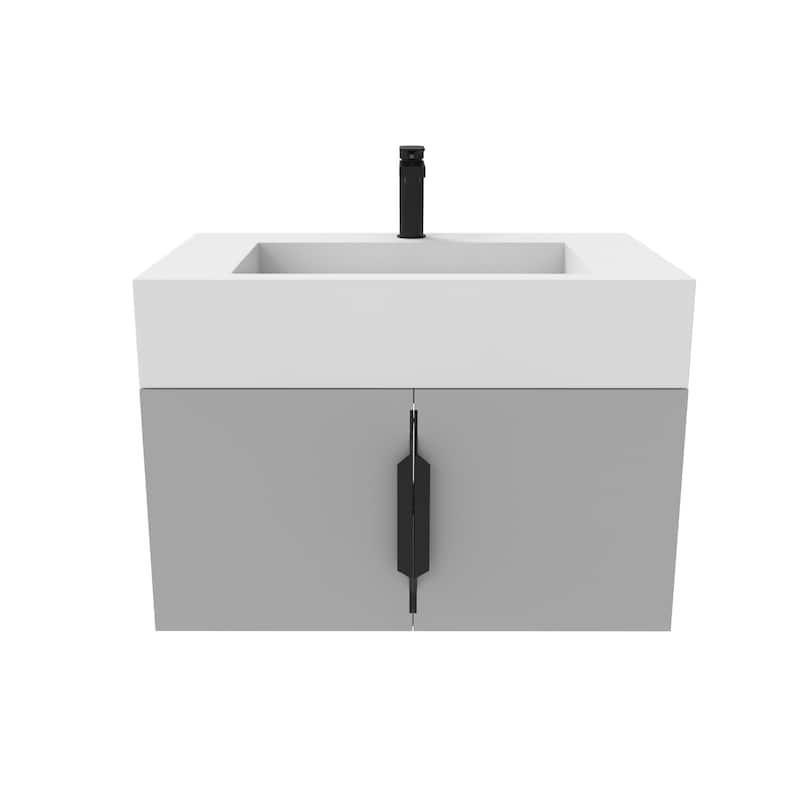 Nile 30-Inch Wall Mounted Bathroom Vanity Set w/ White Top - Matte - Grey