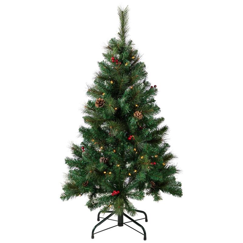 4' Frosted Carolina Berry Spruce Artificial Tree Clear Lights - 4 Foot