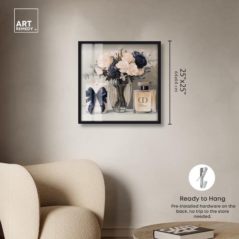 Ivory Perfume Flowers in Vase Shadowbox by Art Remedy