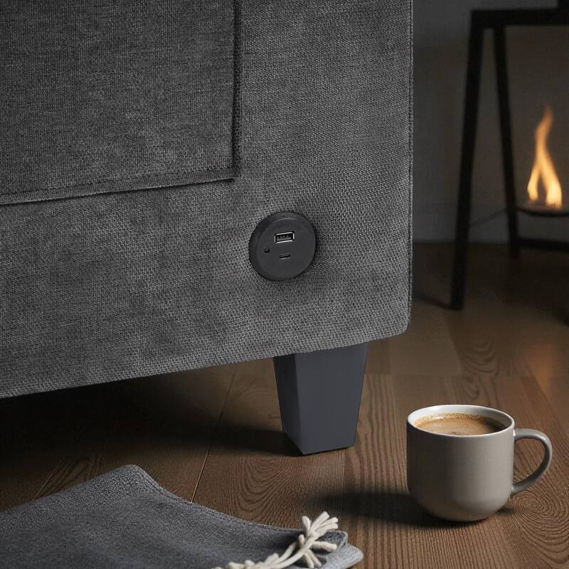 115.7" Modern U-Shaped Sectional Sofa with Cup Holders, Storage Space and USB Ports, Oversized Chenille Couch for Living Room