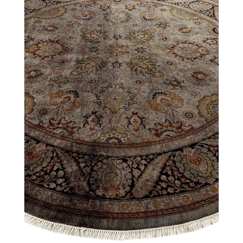 Overton Hand Knotted Wool Vintage Inspired Modern Contemporary Overdyed Gray Round Area Rug - 7' 1" x 7' 1"