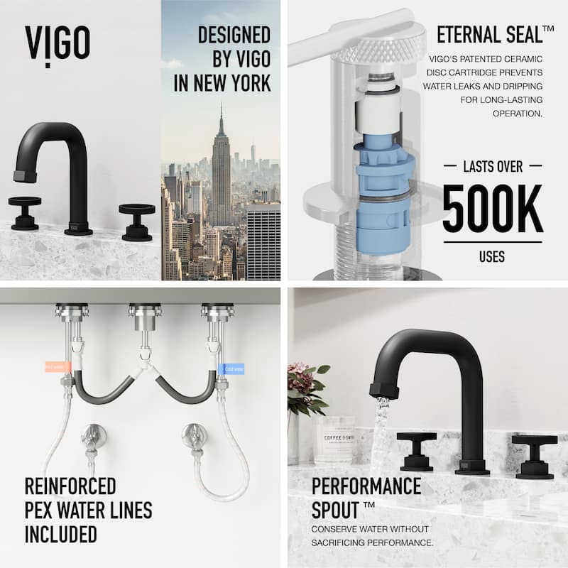 VIGO Hart 7" H 2-Handle Widespread Bathroom Faucet